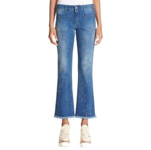 Stella Mccartney Skinny Kick Fringed Stars Crop Flare Jeans Size 28
